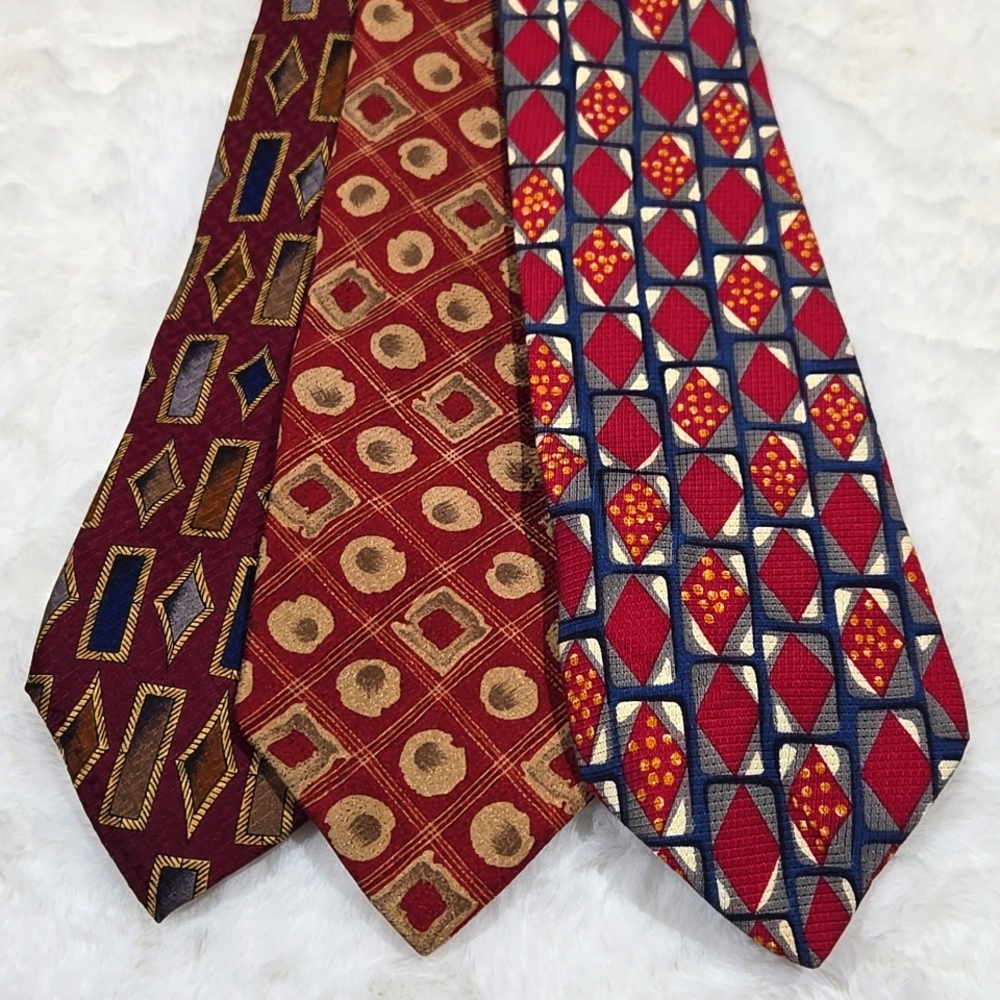 Colours by Alexander Julian, Bugatti brands bundle of 3 ties red, blue, yellow